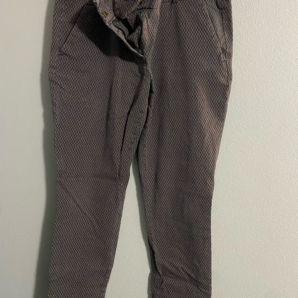 LOFT Gray and Pink Patterned Pants
